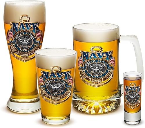 Gafas de pinta US Navy Gifts The Sea Is our Juego de coleccionista de 4 piezas (16 oz)
