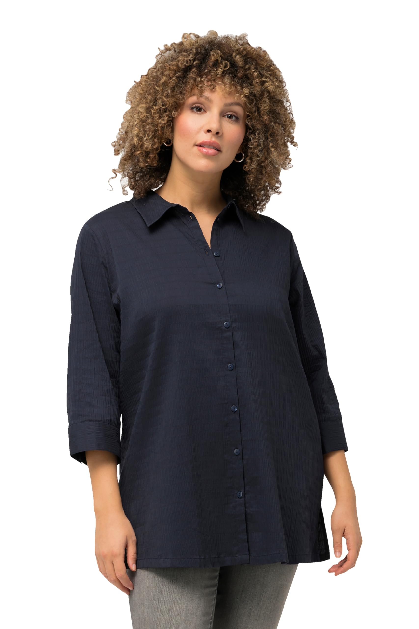 Ulla Popken Women's Bubble Blouse Blouses, Navy, 28 UK/30 UK