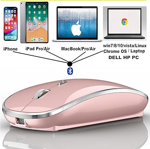 Miniatura 9 de Ratón Bluetooth, mouse de computadora, para laptop, iPad, Mac, MacBook, iPhone, MacBook Pro, MacBook Air, mouse inalámbrico, con receptor