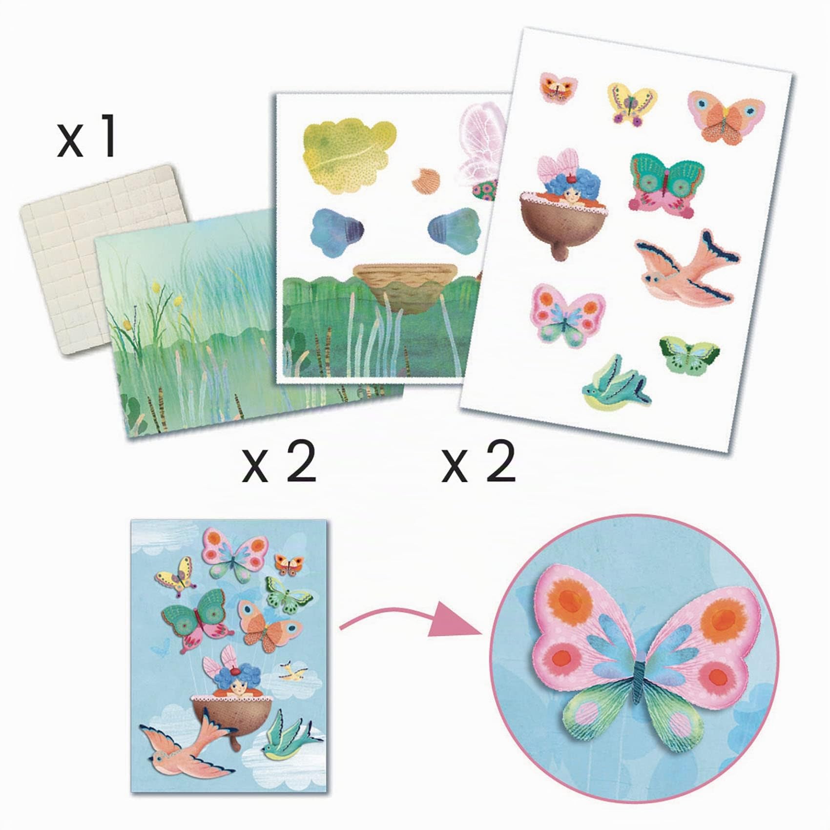 DJECO Coffret Multi-activités Créatives Fairy Box - 6-10 Ans - Cadeau pour Enfants - Stimule la Créativité - 6 Activités Manuelles Avec Guide Pas-à-Pas sur le Thème des Fées - Matériaux Durables