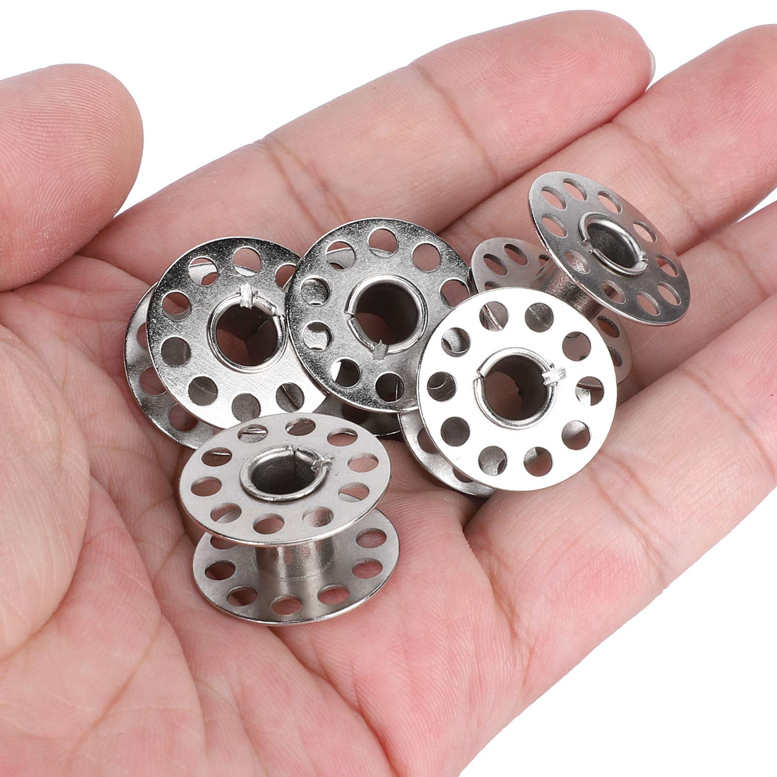 HERCHR 100pcs Bobbins, Metal String Bobbins Empty Spool for Universal Sewing Machine