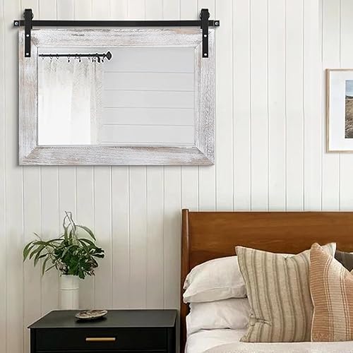 Miniatura 5 de AAZZKANG Espejo grande para puerta de granero con marco de madera, espejos rectangulares para pared, baño, tocador, decorativo, para dormitorio,