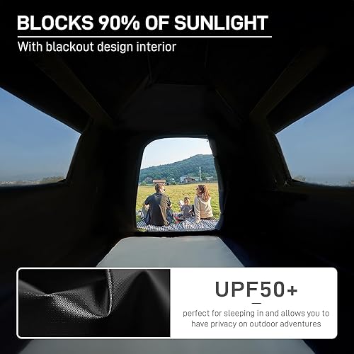 Miniatura 9 de EVER ADVANCED Tienda de campaña opaca para 6 personas, tienda de campaña instantánea para familia con lluvia, fácil instalación de los años 60,