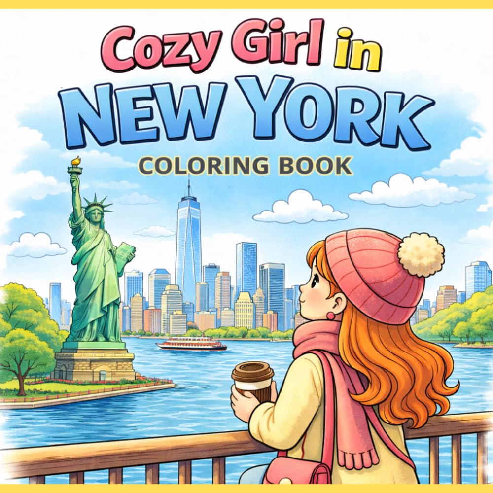 Cozy Girl New York Coloring Book: Relaxing City Life, Cute Aesthetic Scenes & Stress Relief Coloring for Adults and Teens: Relaxing NYC City Life, ... & Stress Relief Coloring for Adults and Teens