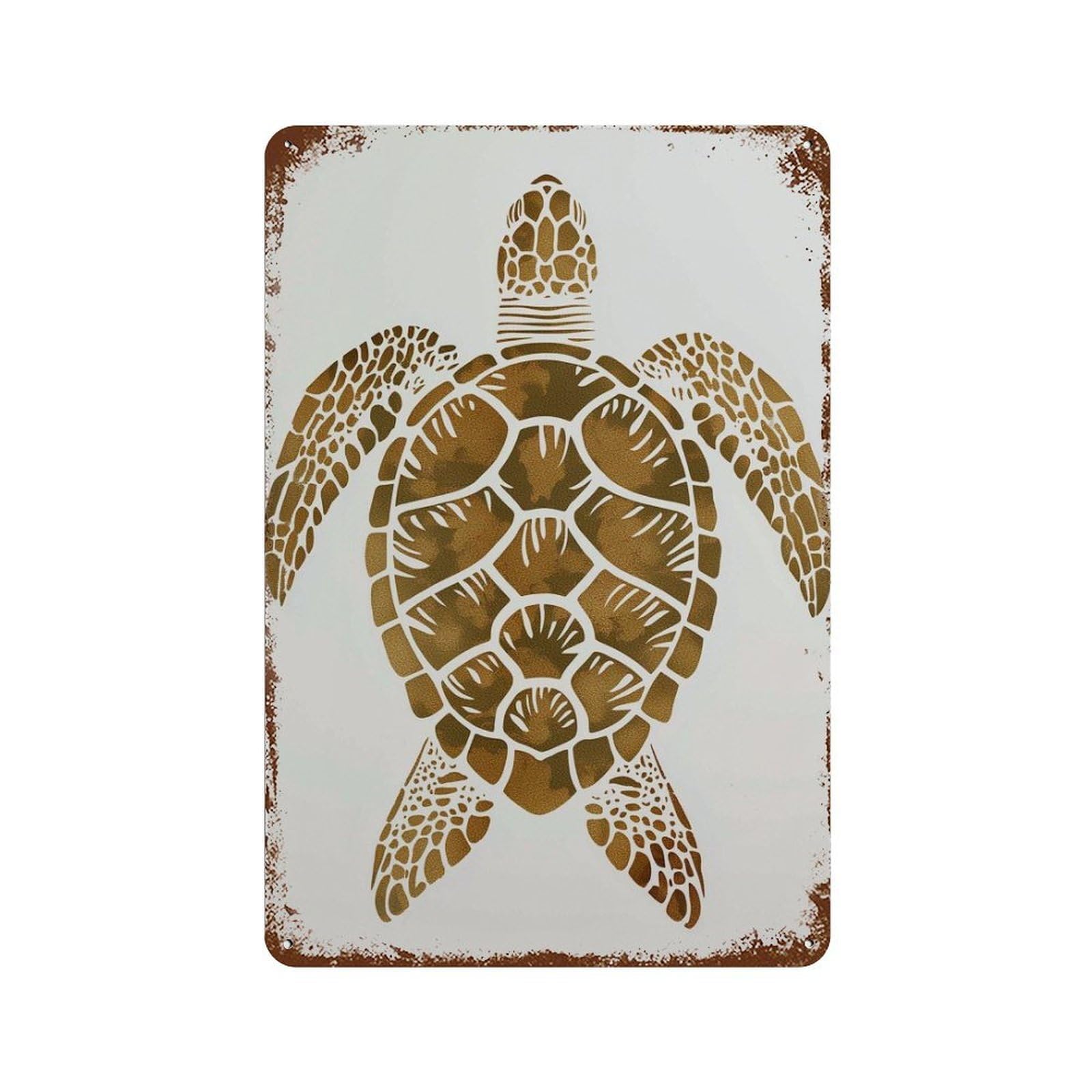 xiaoxiaoshen Sea Turtle Minimalist Beach Coastal Ocean Brown Silhouette Marine Life Bathroom Wall Decor Art Metal Tin Poster Modern Home Decor Art Home Bar Shop Decorations Vintage Sign 30x20cm