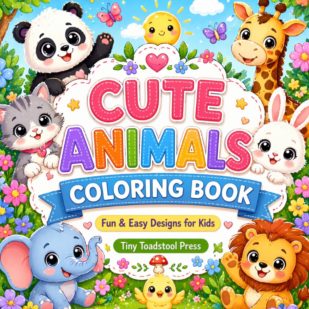 Cute Animals Coloring Book: Fun & Easy Designs for Kids