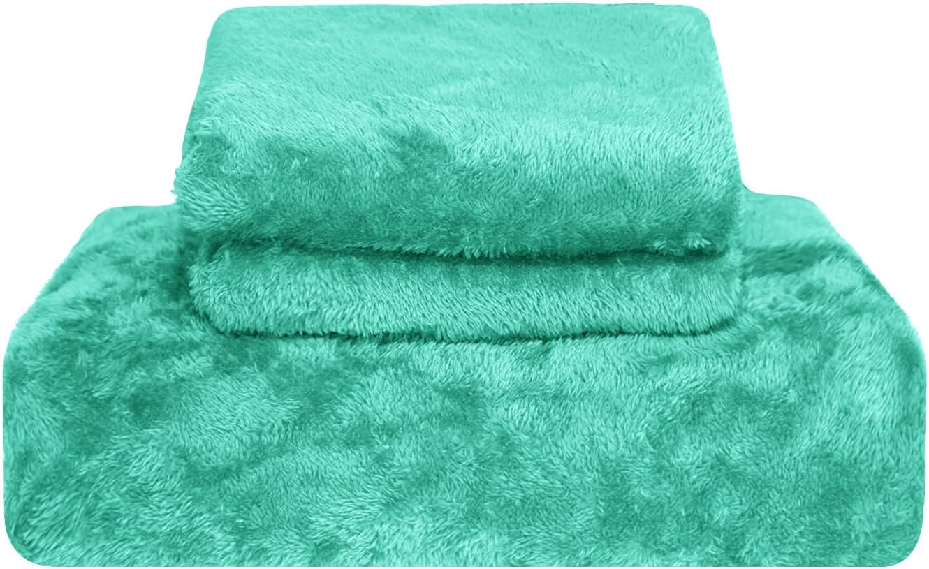 Ramesses Fluffy Teddy Fleece Queen Size Fitted Sheet - 1 Deep Pocket Furry Fleece Fitted Sheet and 2 Piece Ultra Soft Pillowcases (Green, Queen)