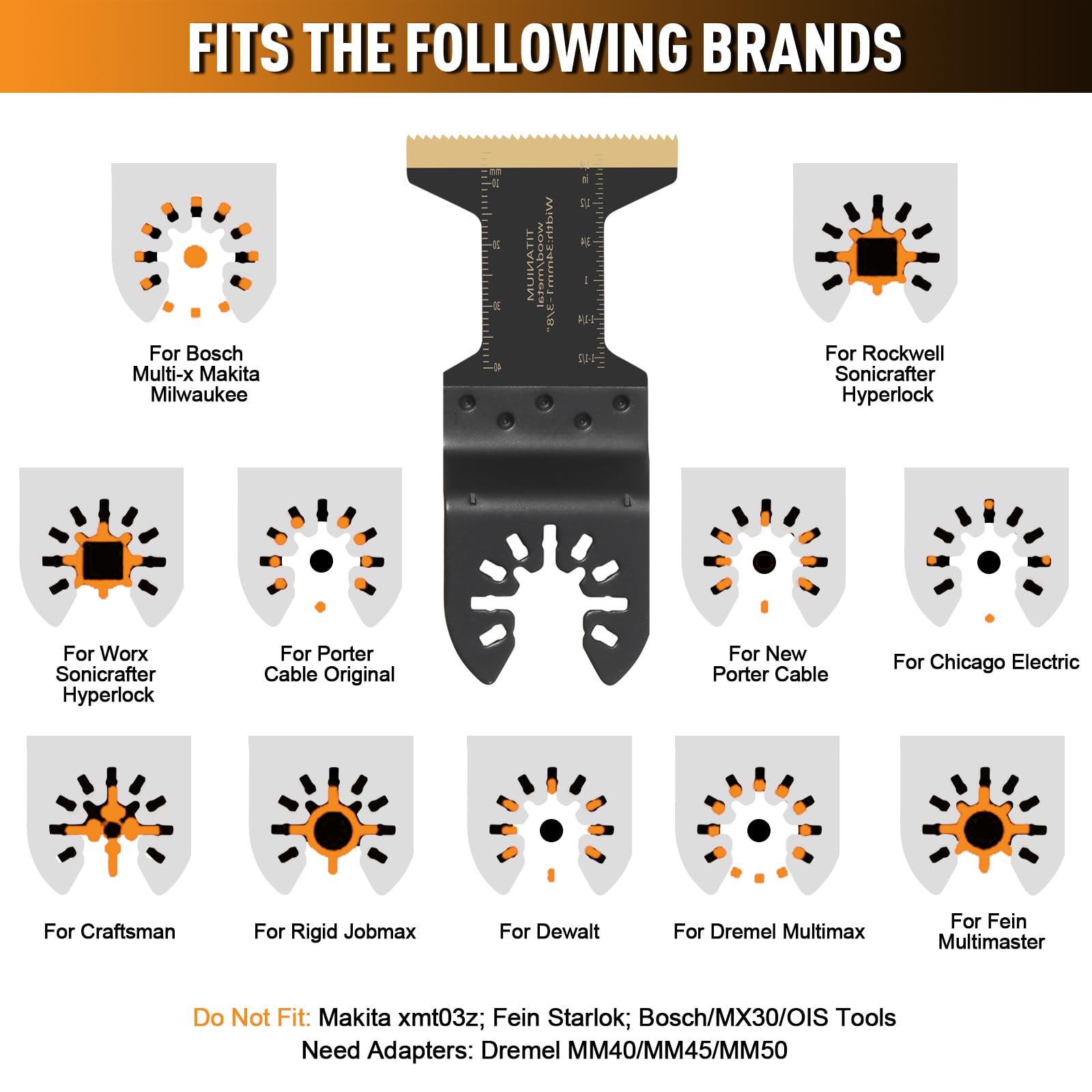 16 hojas de sierra oscilantes de titanio para corte de metal, cuchillas multiherramienta universales para materiales duros, metal, clavos, madera, plástico, kits de cuchillas multiherramienta