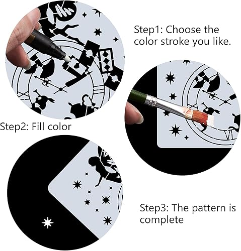 Miniatura 4 de GORGECRAFT Plantilla de hadas de 12 x 12 pulgadas, plantillas de reloj mágico, plantillas reutilizables de plástico, plantillas de pintura para