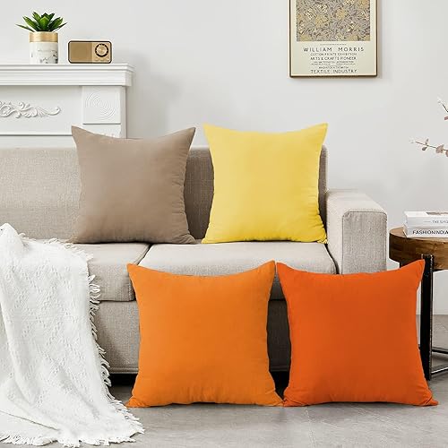 Miniatura 5 de Juego de 4 fundas de almohada cuadradas para sofá, juego de 4 fundas de almohada cuadradas de 20 x 20 pulgadas, juego de 4 almohadas decorativas