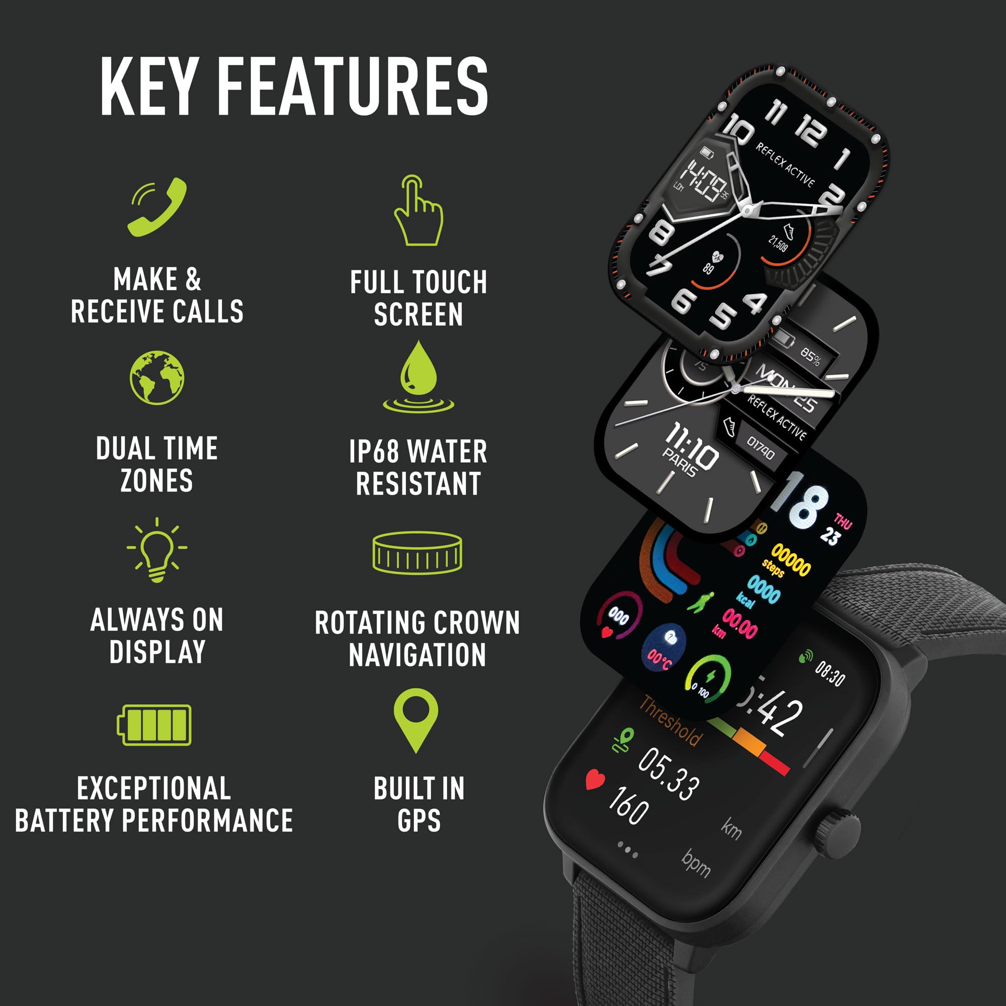 Reflex Active Series 44 Amoled Smart Watch for Men Women with Built-in GPS, IP68 Waterproof, Sports Modes, Step Counter - Image 2
