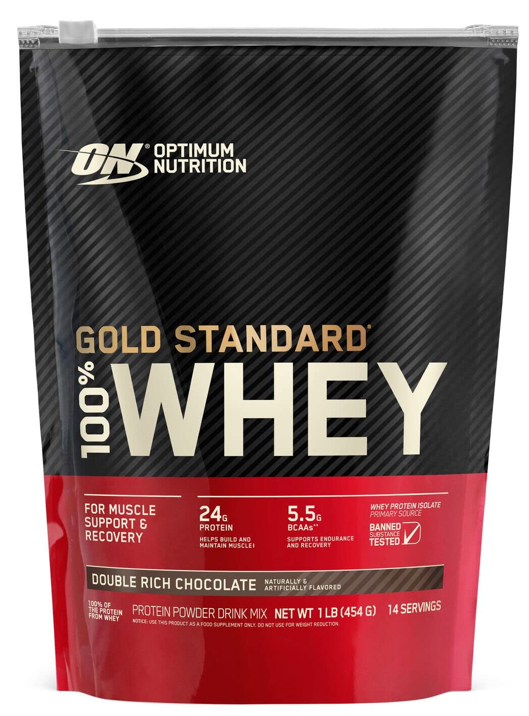 Optimum Nutrition Gold Standard 100% Whey Protein Powder, Double Rich Chocolate (1 lb.), Package may vary