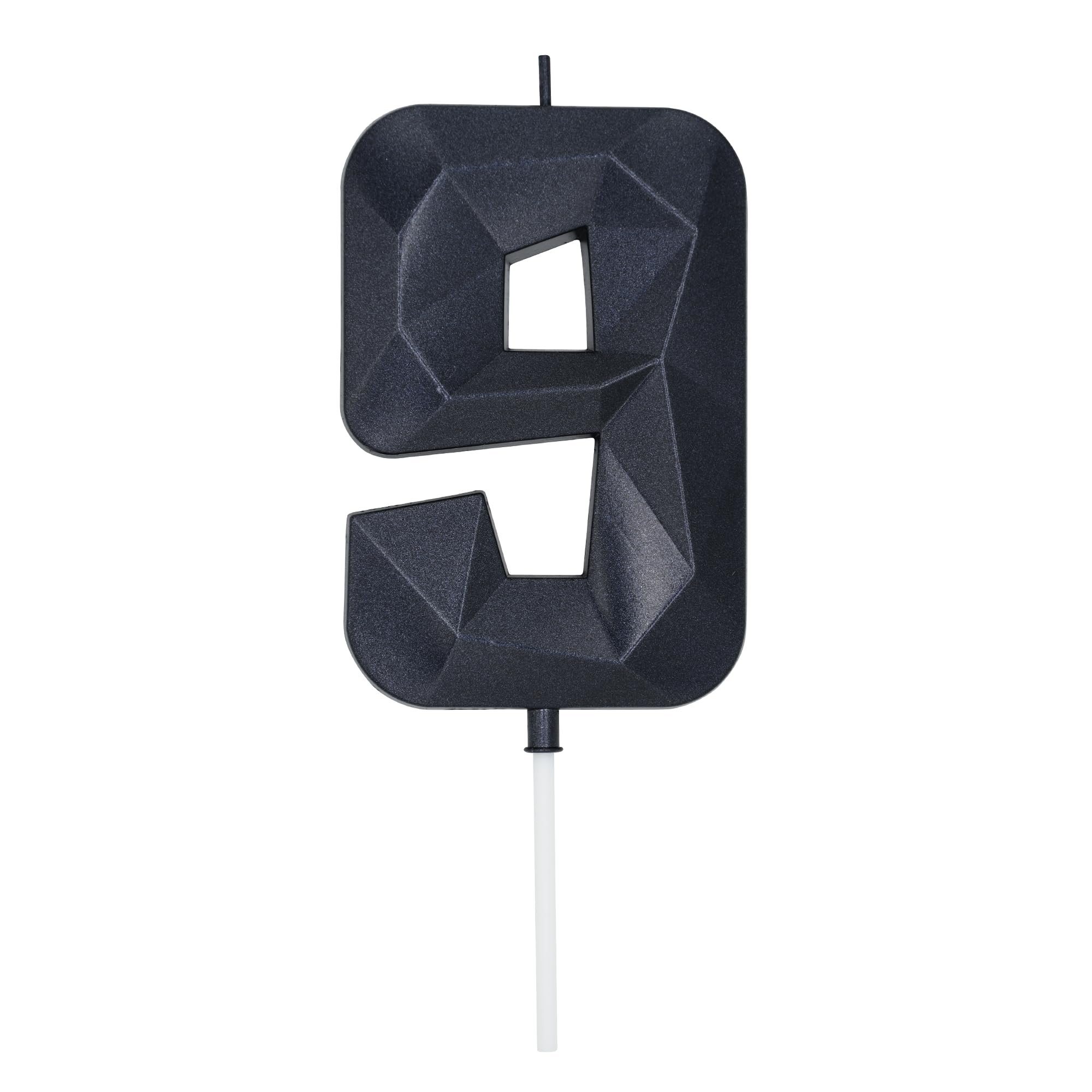 DERVENTA Vela de cumpleaños con número grande 3D negro de 3.7 pulgadas, decoración de fiesta, celebración, aniversario, decoración para tartas, 1 pieza (número 9 negro)