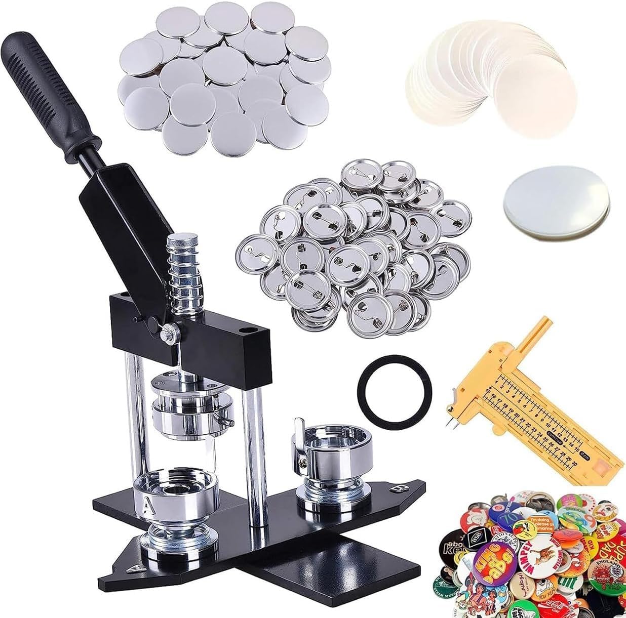 WLYPE Badge Maker Machine 32mm/58mm DIY Round Pin Badge Button Maker Press Machine Badge Punch Press, for Advertising G-ift Making Machine(58mm)