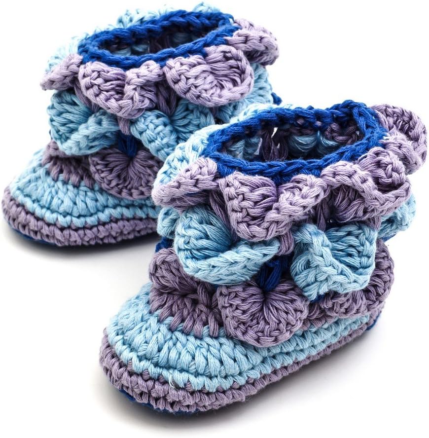 KeeCro Crochet Baby Booties Newborn Socks Shoes Stripe High-top (6 - 12 Monthes)