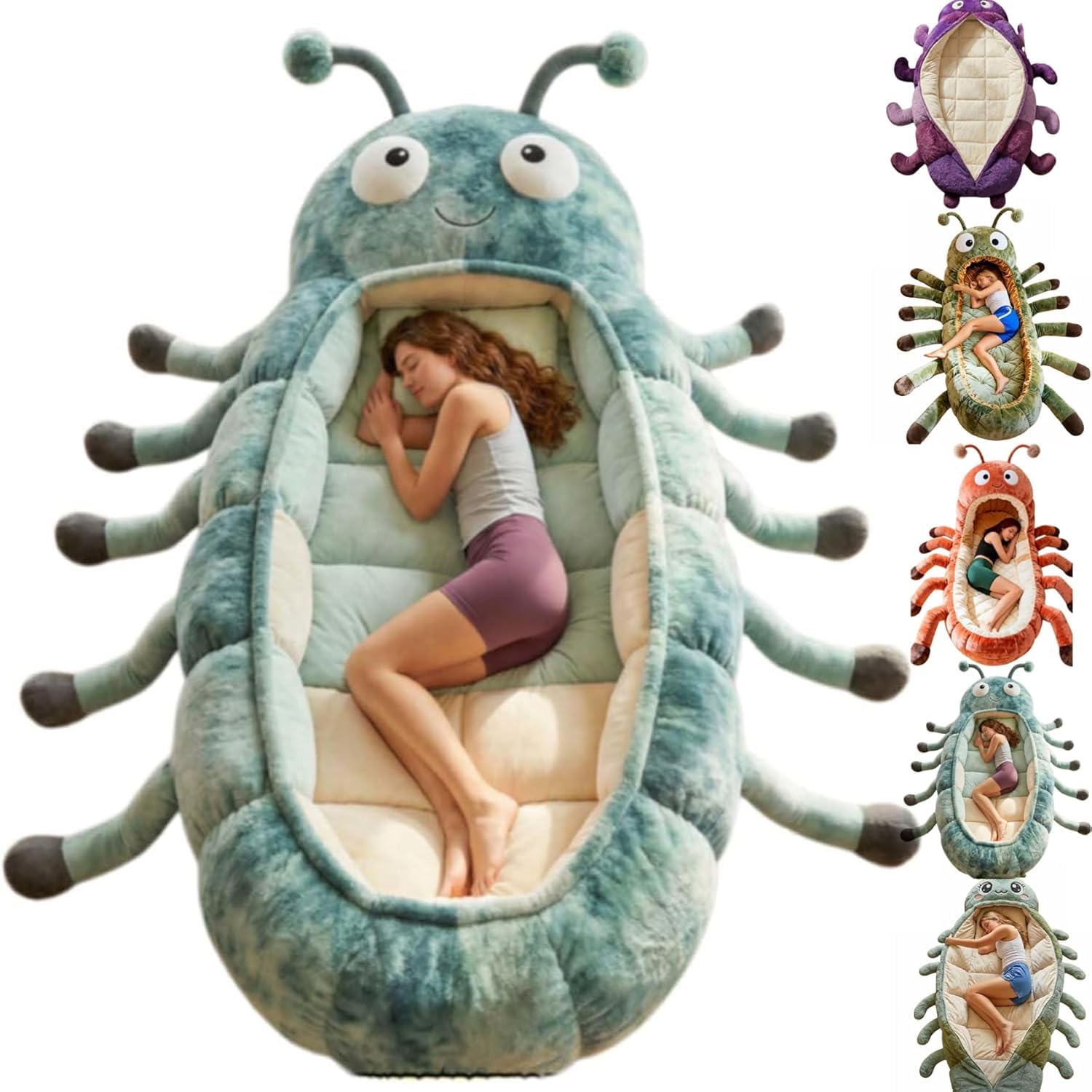 Hugging Caterpillar Sleeping Bag,2026 New Catapillar Sleeping Bag,Pull Cord Cocoon Sleeping Bags,Full Body Plush Lounger, Indoor Nap Pod, Cozy Reading Nest, Animal Sleeping Bags for Adults