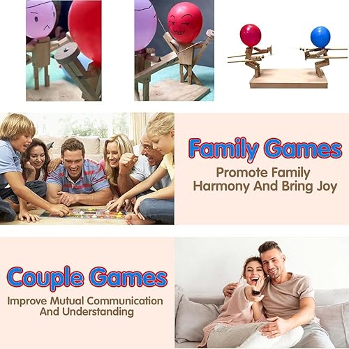 Miniatura 5 de Globo de batalla de hombre de bambú, marionetas de madera hechas a mano, batalla de hombre de bambú 2024, divertido y emocionante juego de batalla