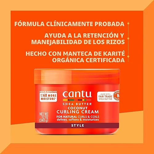 Miniatura 3 de Cantu Crema rizadora de coco para cabello natural con manteca de karité pura, 12 onzas (paquete de 2)