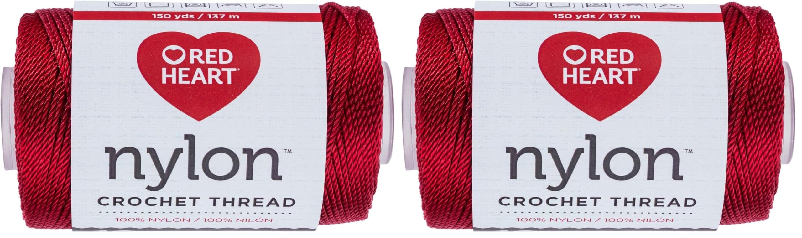 Red Heart Crochet Thread Yarn, 150 Yards, Nylon (Pack of 2)