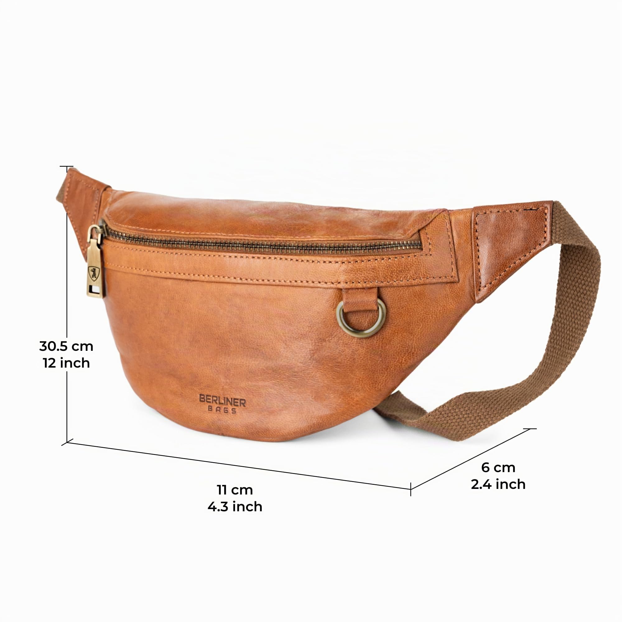 Berliner Bags Marsupio da Cintura Turin, Waist Bag Unisex Regolabile, Marsupio Uomo e Donna – Marrone
