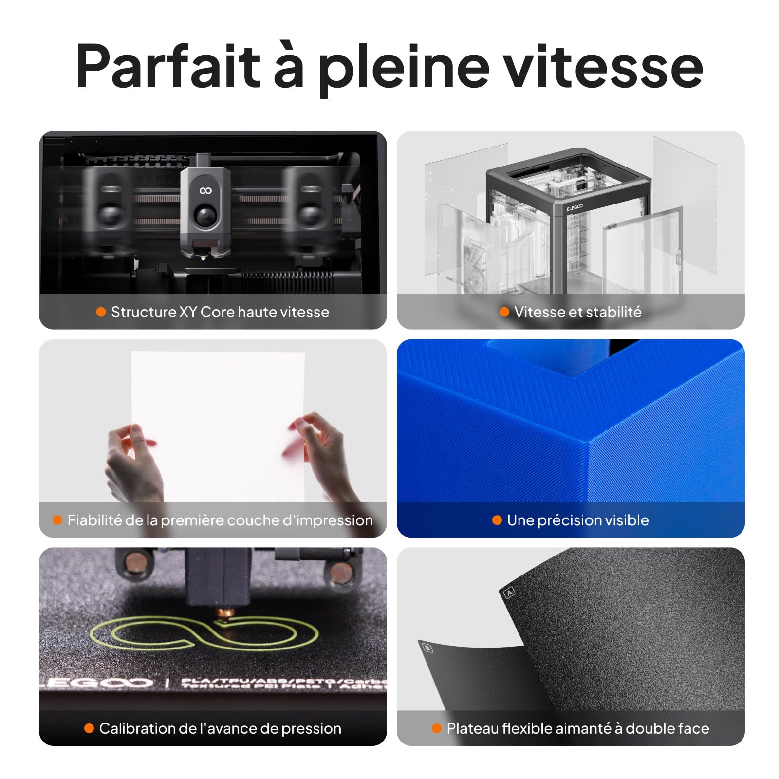 ELEGOO Centauri Carbon 2 Combo Imprimante 3D Multicouleur, CoreXY 500 mm/s Impression Haute Vitesse avec Calibration Automatique, Buse 350°C, Prête à l’Emploi, Volume d’Impression 256×256×256 mm