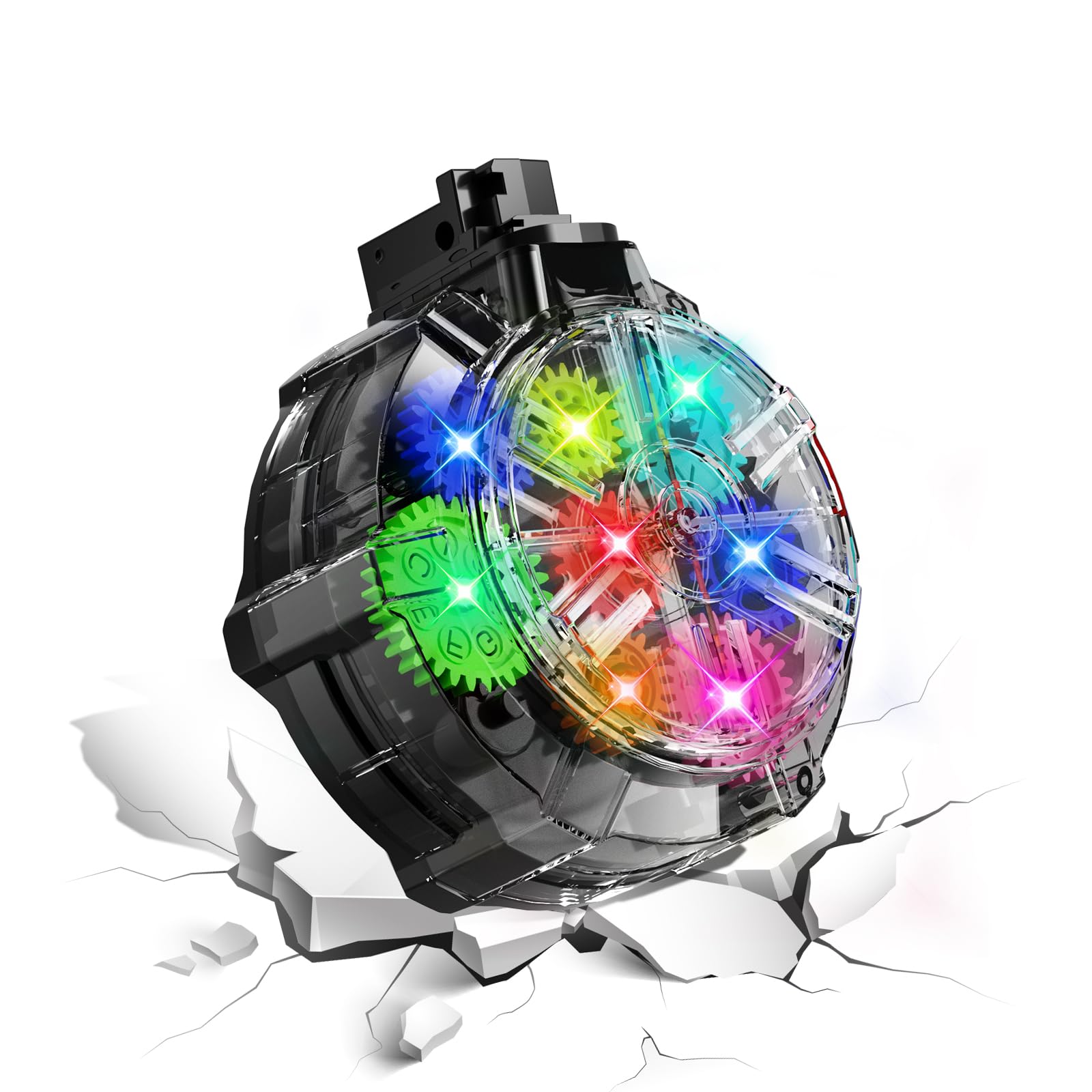 Anstoy Gel Ball Blaster Drum with Rechargeable Illuminated Rotating Cool Gear Magazine for Glow G416