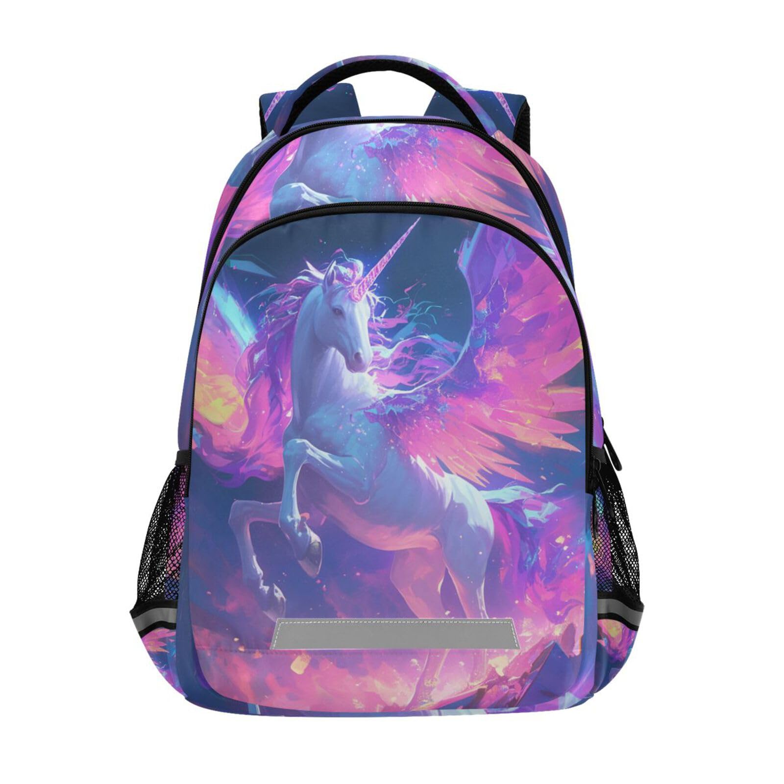 Unicornio Caballo Princesa Mochila Niño y Niña, Mochilas Escolar Grande Reflectante para Infantil Mochila Portátil de Mujer Hombre Viaje