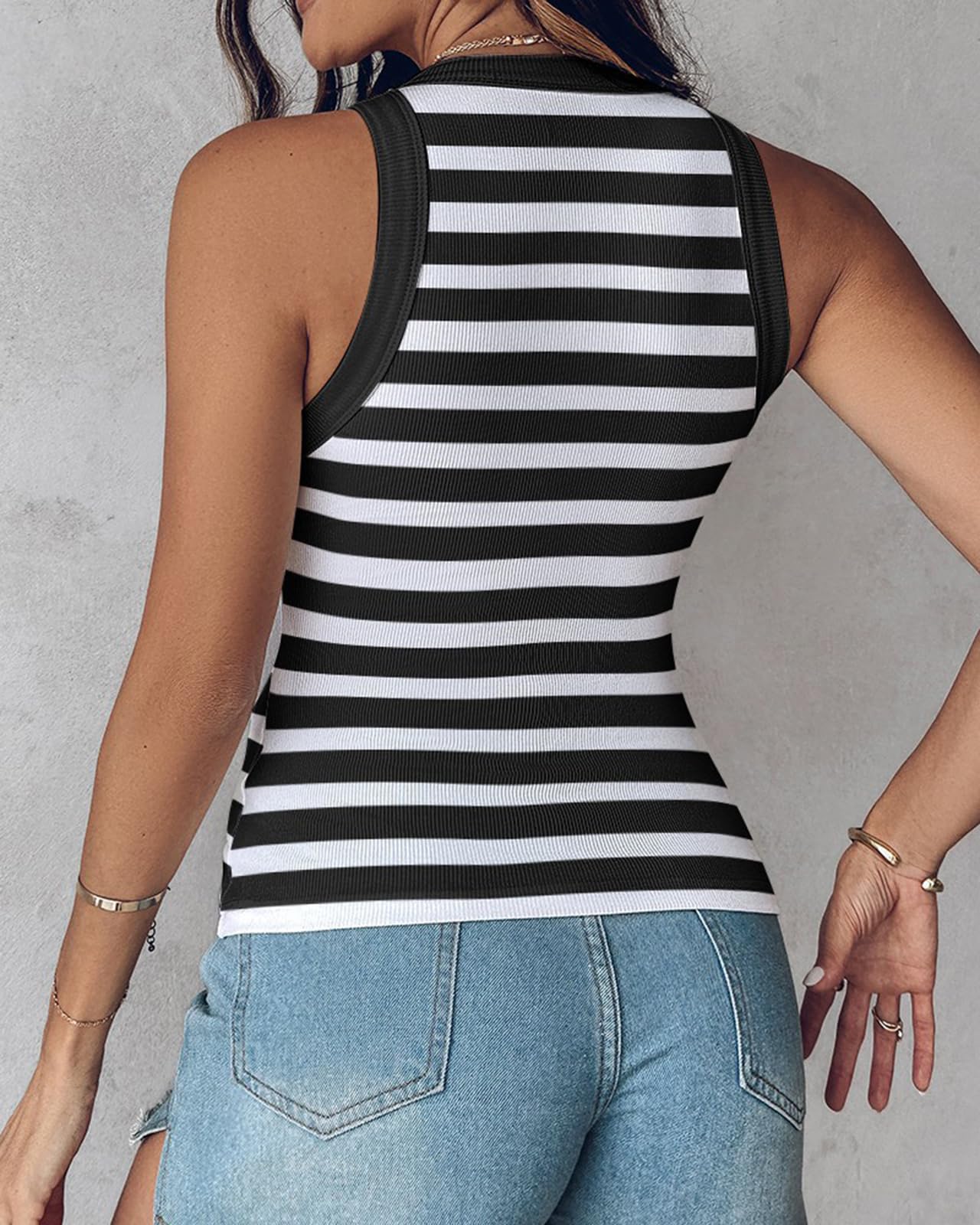 Camisetas sin Mangas acanaladas para Mujer con Sujetador Incorporado, Estilo Nadador, Ajustadas, básicas para Entrenar, Ajustadas, Informales.