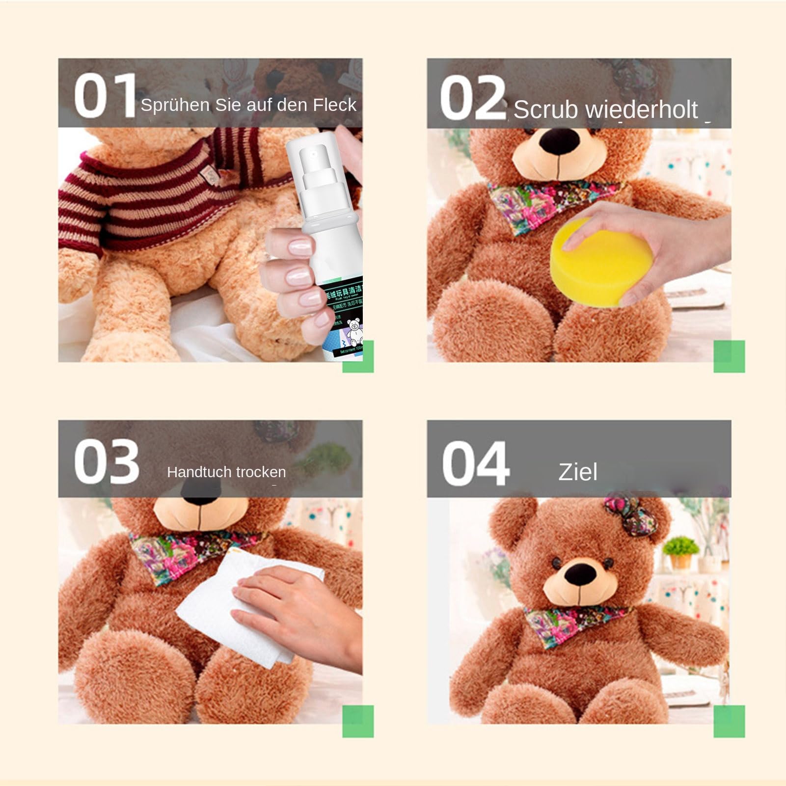 Pulitore a secco di peluche, pulitore per animali di peluche, 100 ml, soluzione di pulizia per divani di stoffa e sedili auto