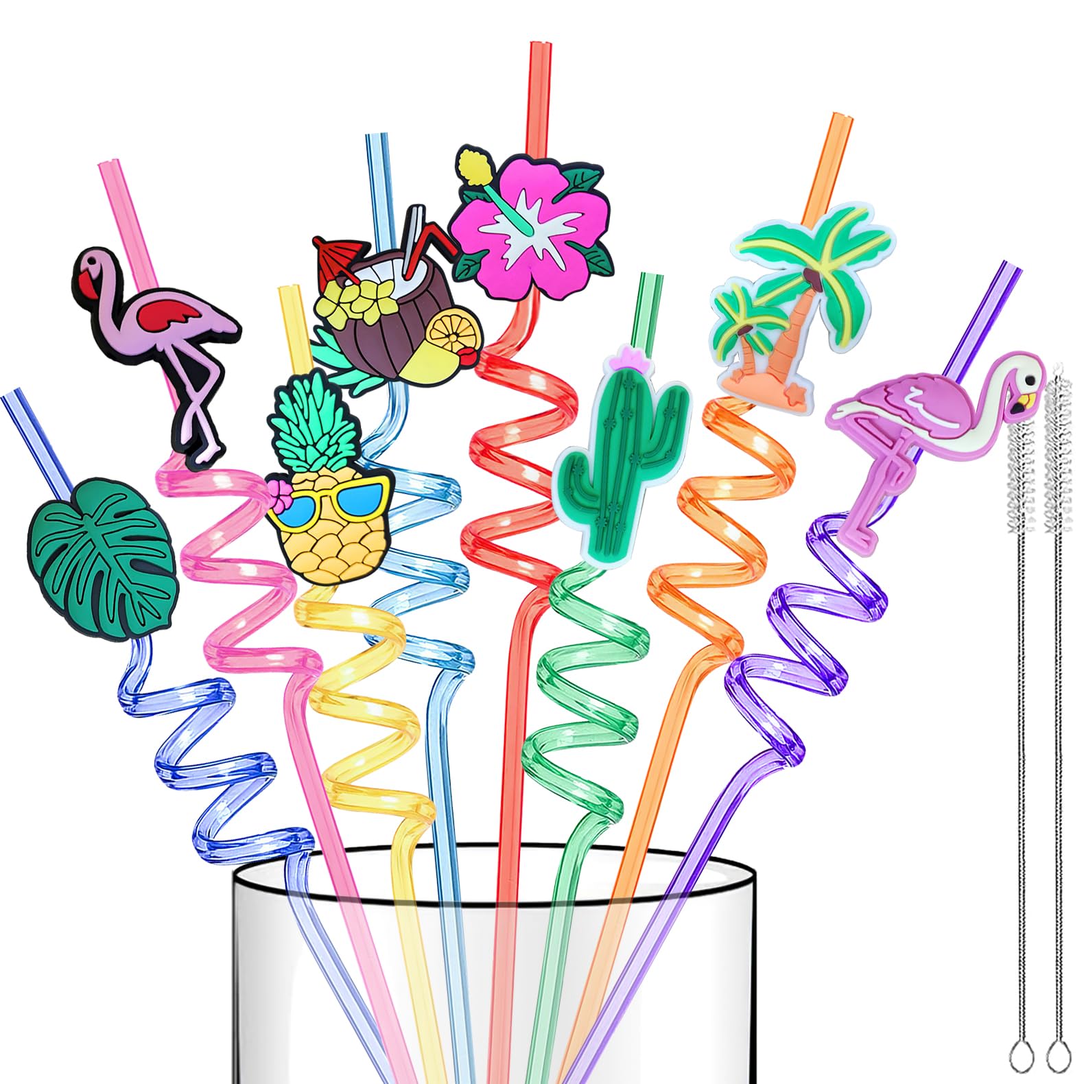 Lot De 12 Pailles Coloré En Plastique 20 Cm