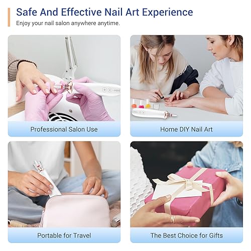 Miniatura 7 de Taladro de uñas eléctrico profesional, kit portátil de manicura y pedicura con soporte, juego de lima de uñas eléctrica inalámbrica, 5 velocidades,