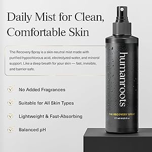 Hypochlorous Acid Spray for Face Face Mist Toner with Electrolyzed Water (6oz), Lightweight Hydrating Recovery Spray for All Skin Types Non-Comedogenic Formula, No Added Fragrances