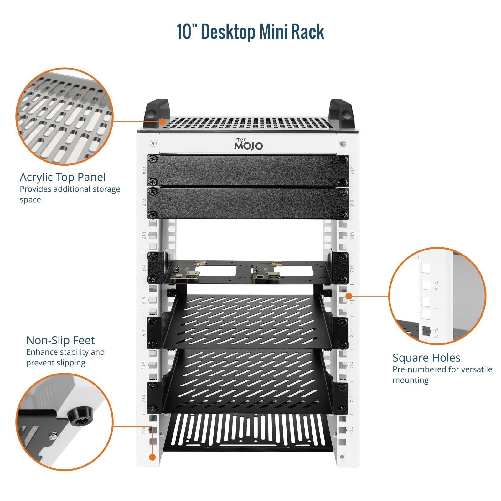 Armoire Réseau 10 Pouces 9U Mini-Rack de Bureau 200mm Blanc pour SBC NAS Serveurs