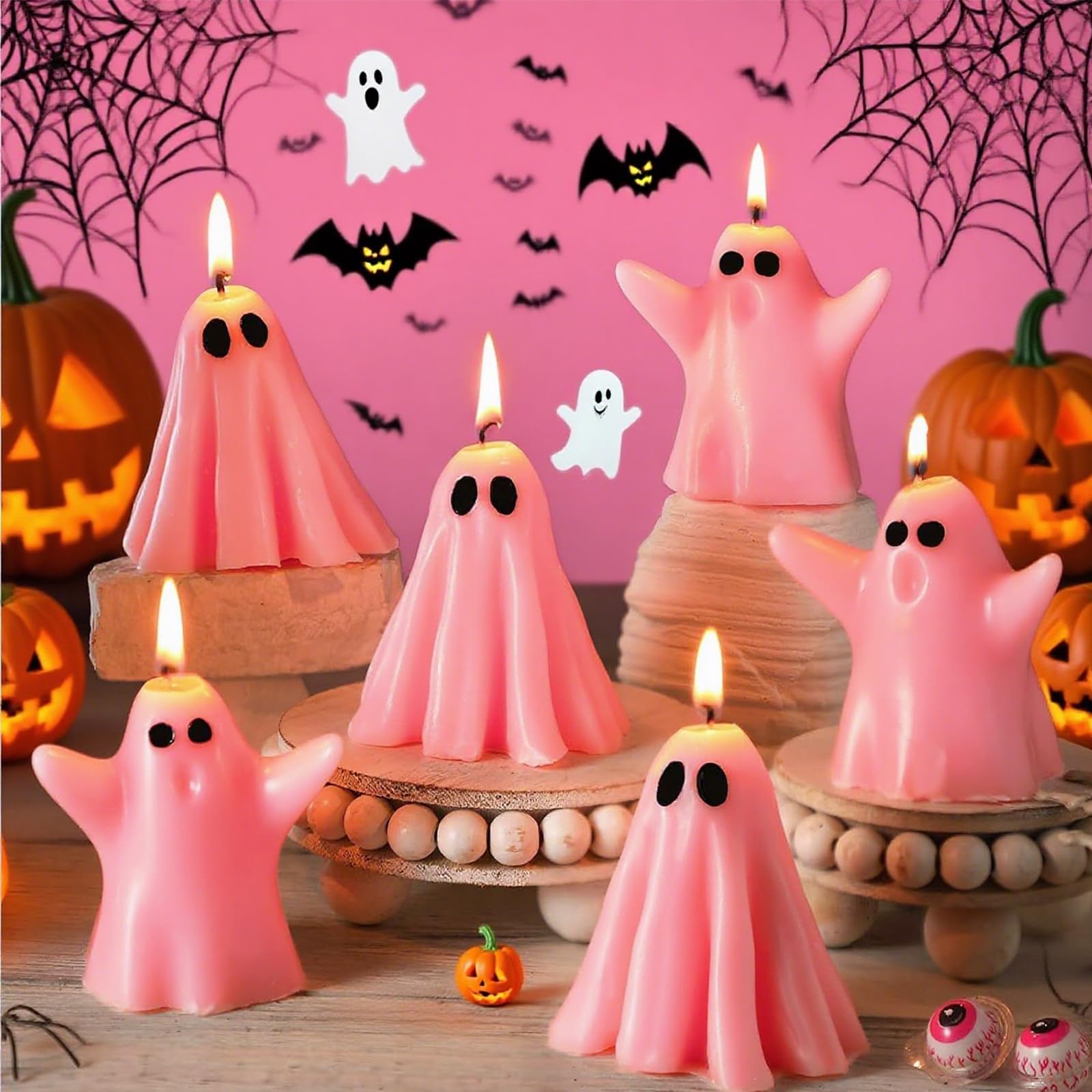 Bougies fantômes blanches d'Halloween parfumées Conelist (lot de 6) - 8