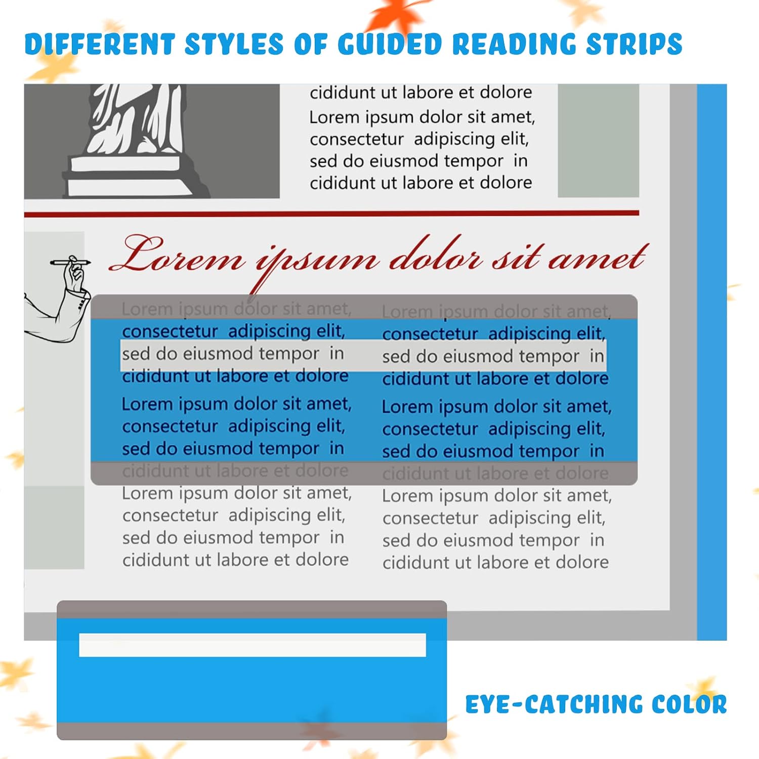Crtiin 24 Pieces Reading Guide Strips Overlay Guide Strips, Blue image 3