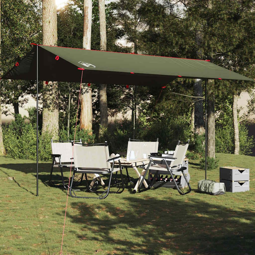 Telone da campeggio verde oliva 506 x 306 cm impermeabile, telo per tenda protezione solare per esterni, campeggio, escursionismo, amaca