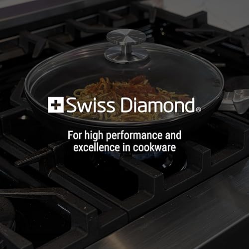 Miniatura 6 de Swiss Diamond Sartenes antiadherentes con tapa, cuentan con sartenes de aluminio antiadherente con revestimiento de diamante y sartenes aptas para