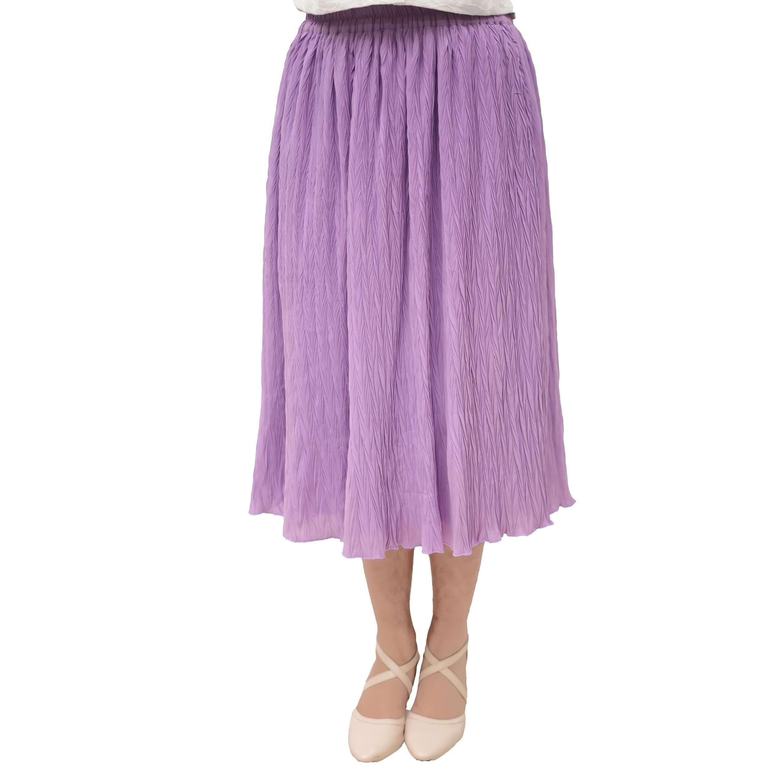 Women’s Crinkled Cotton Midi Flared Skirt, Solid Western Summer Wear, Stylish and Comfortable Casual Midi Skirt for Women & Girls