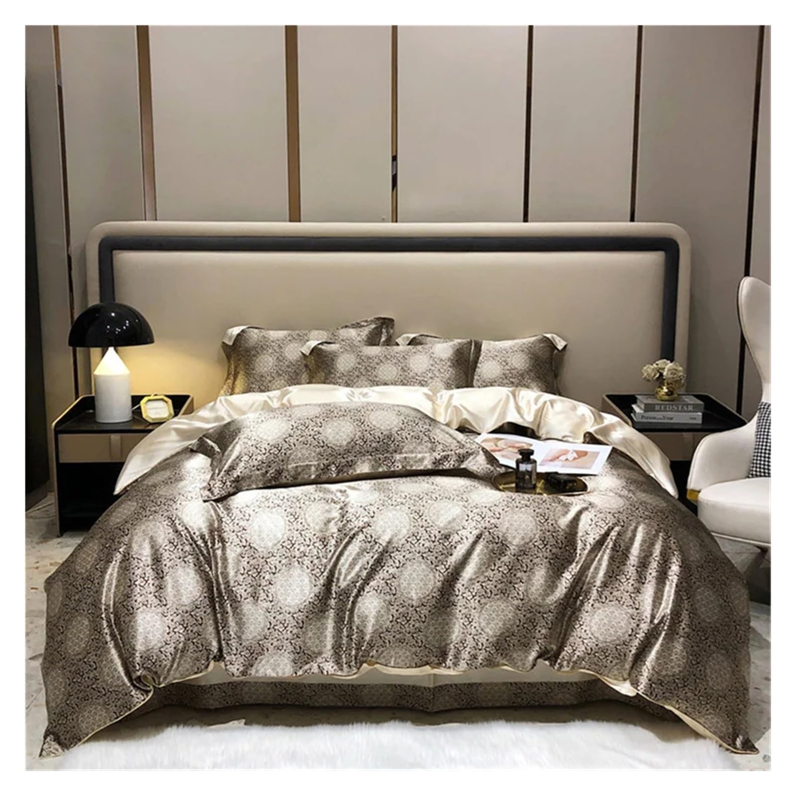 Sbcgfy C Silk 4 Pieces Omforter Bedding Set, 1P Duvet Over, 1P Bed Sheet, 2Pcs Pillowcases, Luxury Home Textiles Bedclothes,Otton Duvet,-Queen Size 1.8M Bed 4Pcs