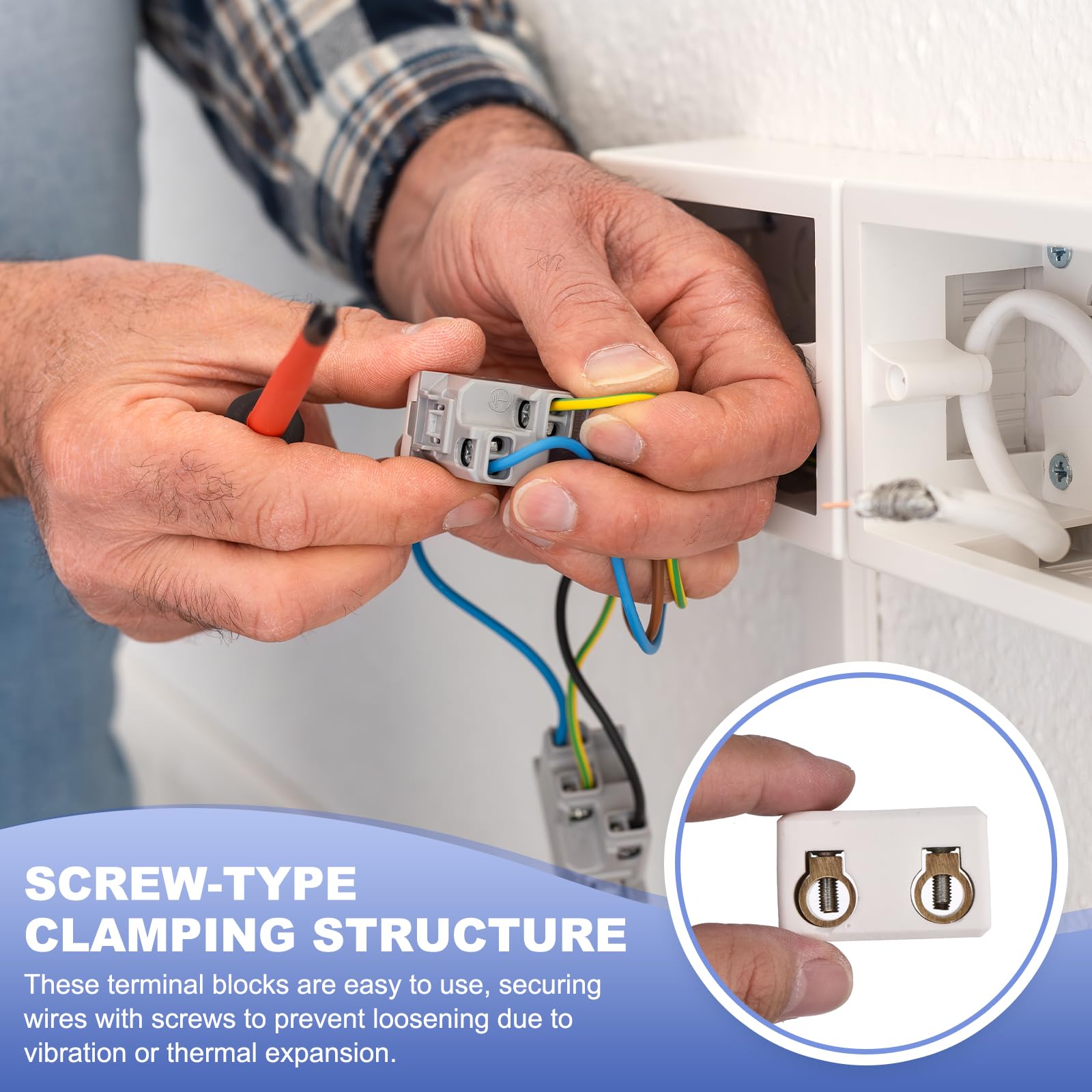 MECCANIXITY Lot de 5 borniers en céramique à 2 voies, connecteurs électriques en porcelaine haute température avec conducteurs en cuivre pour câble électrique 10 AWG-4 AWG, 41,1 x 30,2 x 25,85 mm