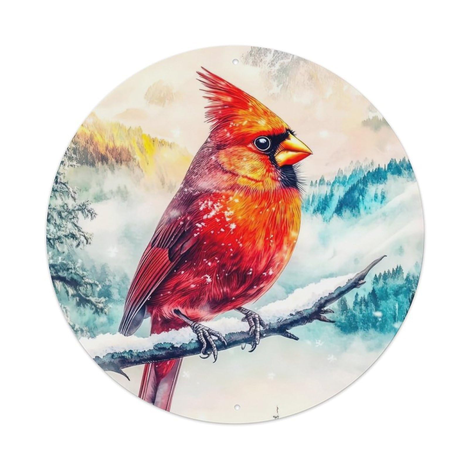 Animal Artwork Birds in A Snowy Sky Metal Tin Sign