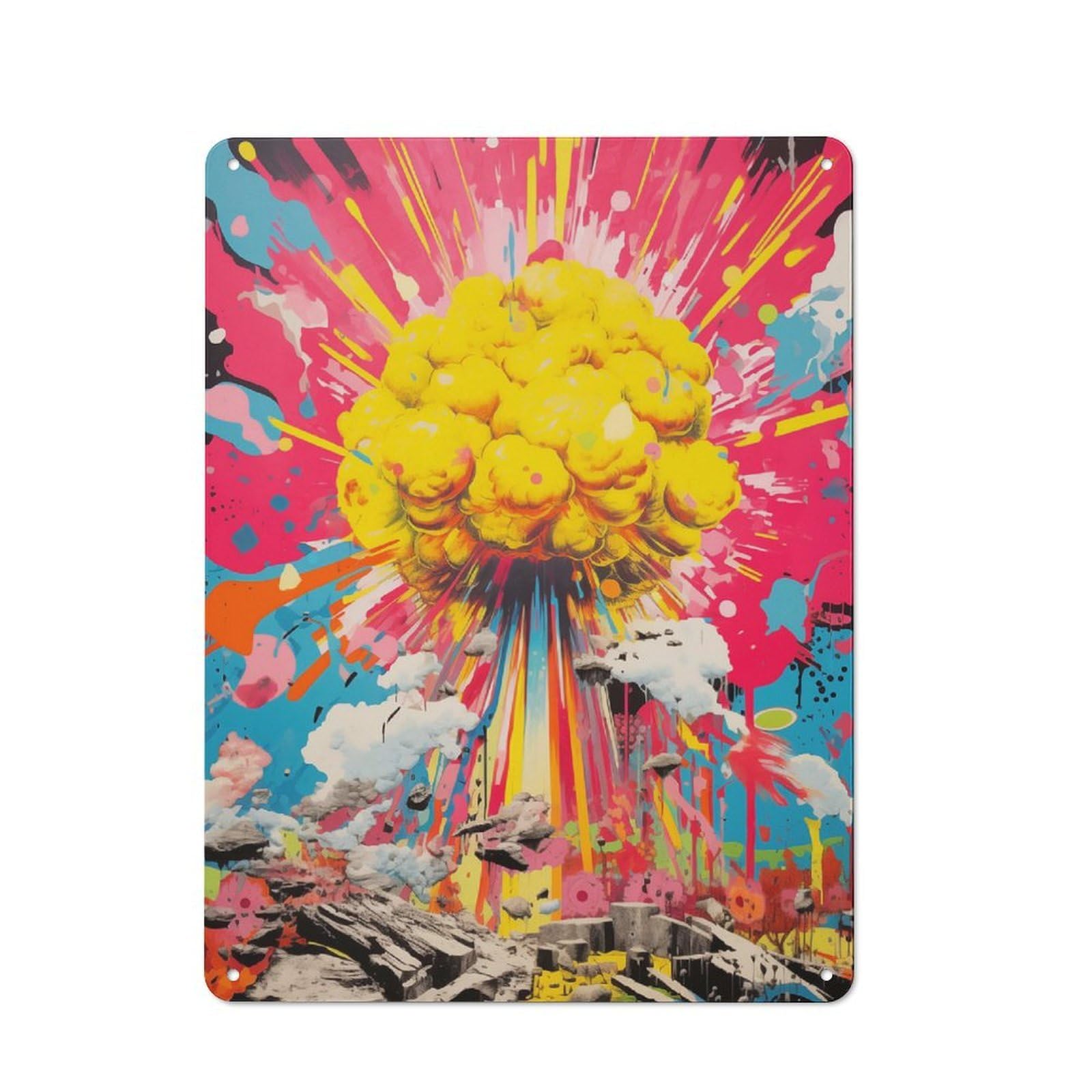 Junmoney Nuclear Explosion Metal Wall Sign 40X30cm Featuring For Living Room Wall, For Decorating Living Rooms And Feature Walls