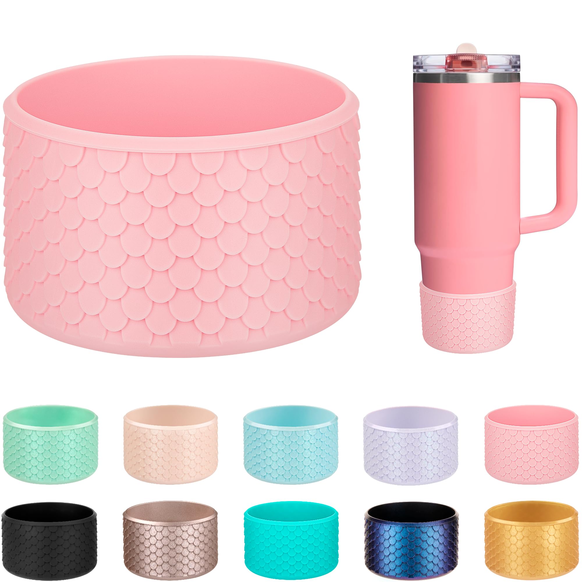 Soledea Silicone Bottom for Stanley Cup, Bling Protective Silicone Boot for Stanley 20-40oz & Hydro Flask Water Bottle 12-24oz, Anti Slip Bottom Cover