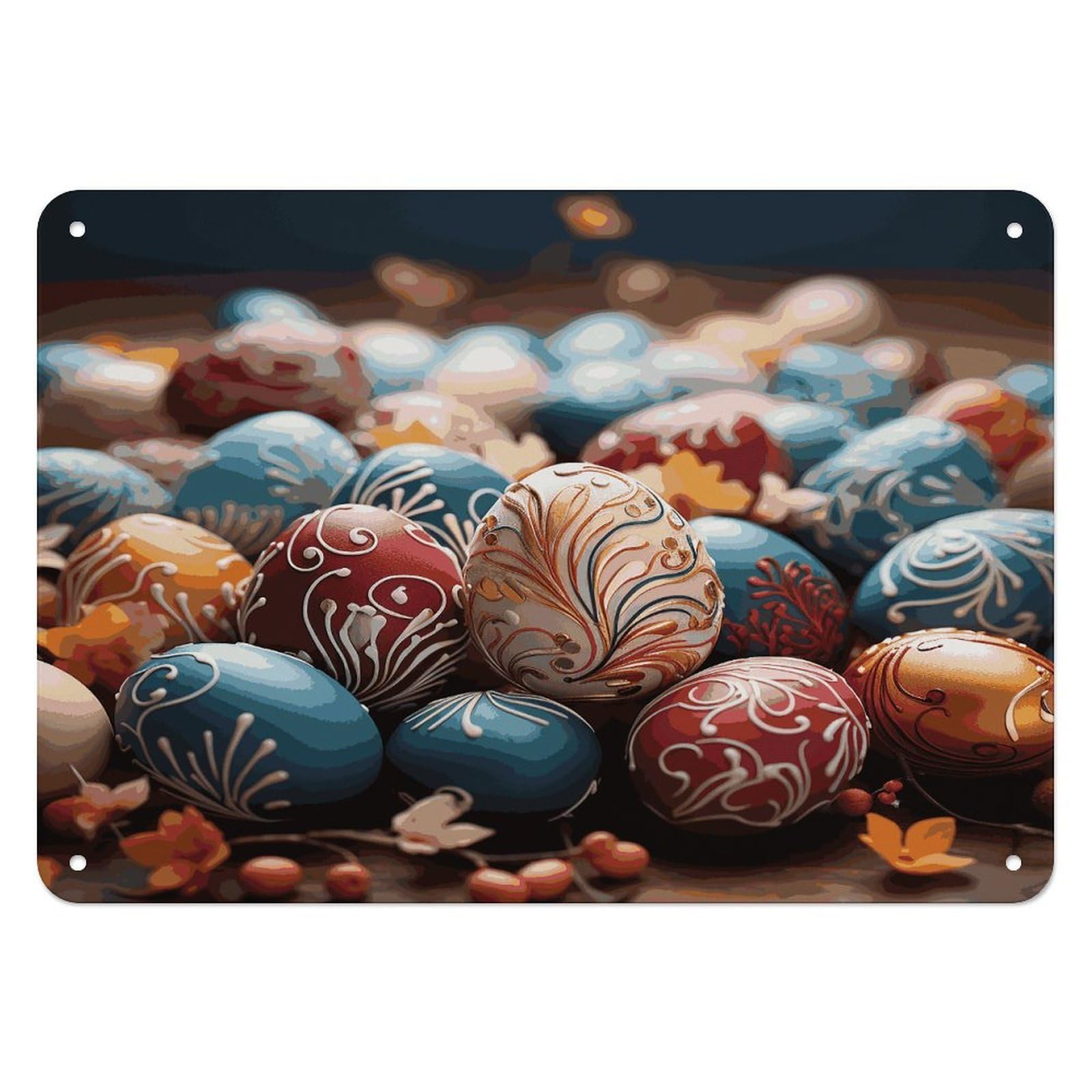 Btcowzrv Style Happy Easter Metal Sign, 5.5" X 7.9" Tin Wall Decor, Wall Art Plaques For Home Wedding Decor Room Living Room Decoration
