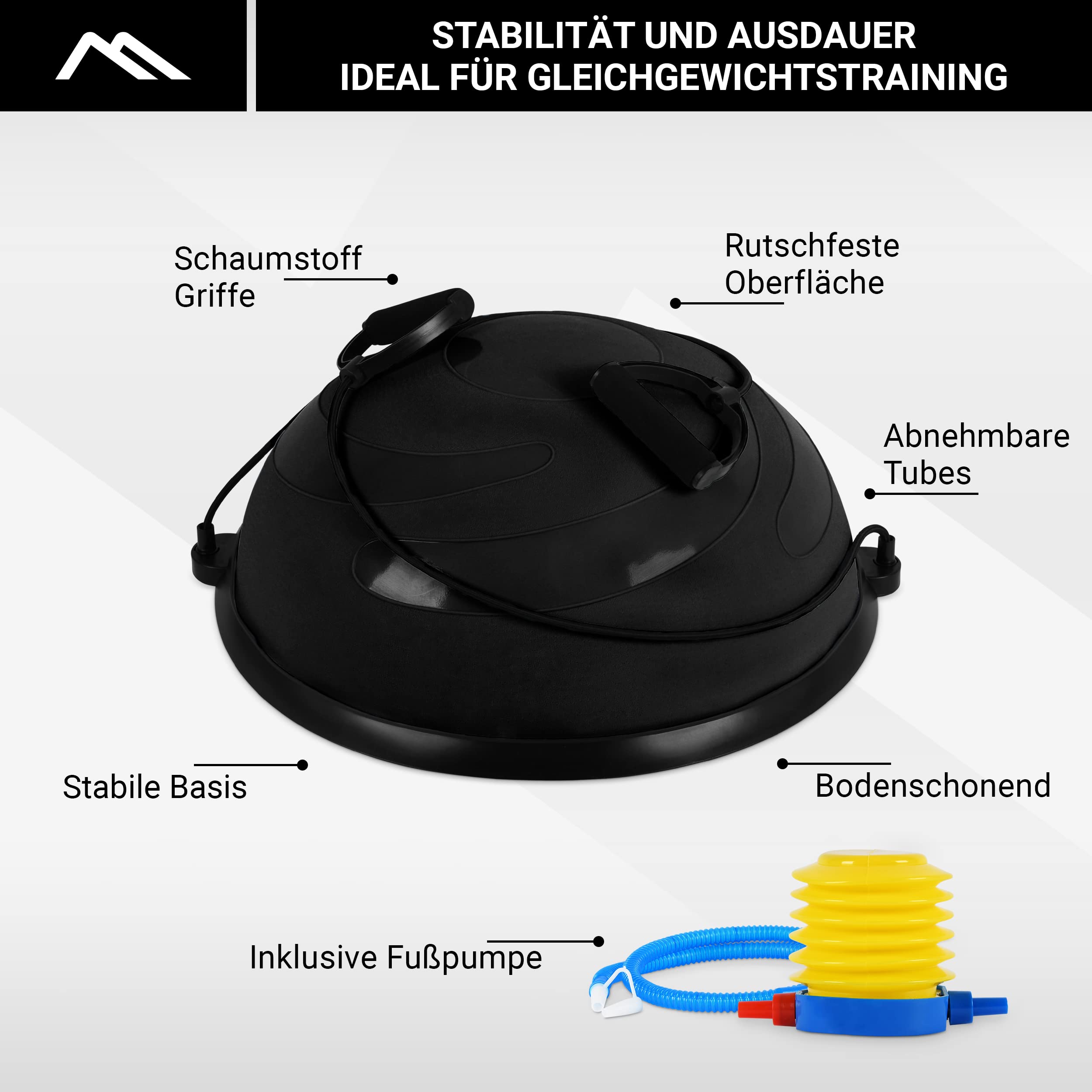 MSPORTS Balance Ball Trainer Premium | Gymnastikball + Expander & Pumpe - beidseitig nutzbar | Balance Trainer/Board für Gleichgewichtsübungen