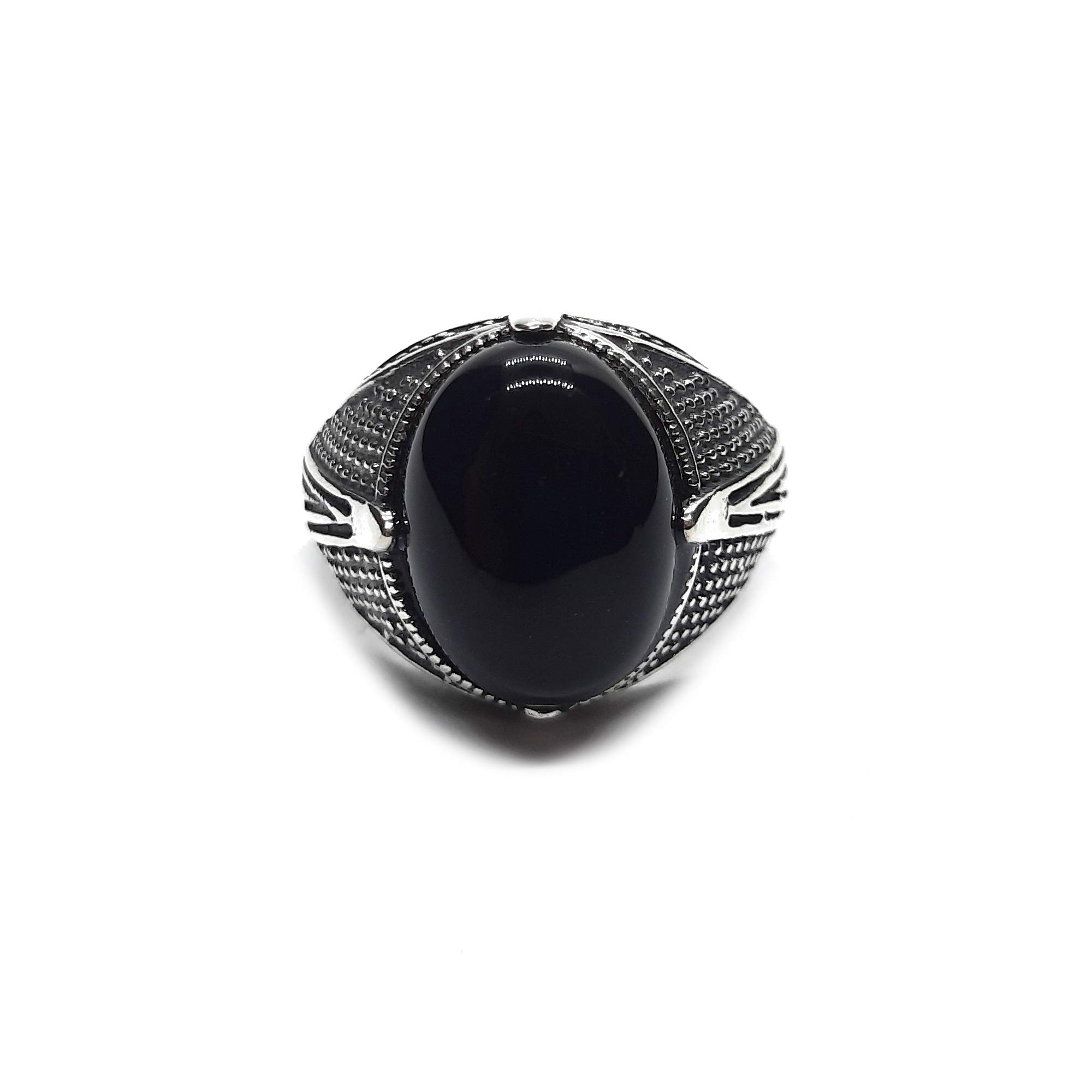 Anello da uomo in argento sterling con 16x12mm onice nero autentico solido marchiato 925