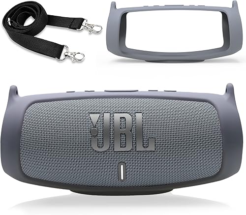 LTGEM Funda de silicona para altavoz JBL Charge 5, funda protectora de viaje de gel suave, bolsa de goma impermeable con correa para el hombro LTGEM Funda de silicona para altavoz JBL Charge 5, funda protectora de viaje de gel suave, bolsa de goma impermeable con correa para el hombro