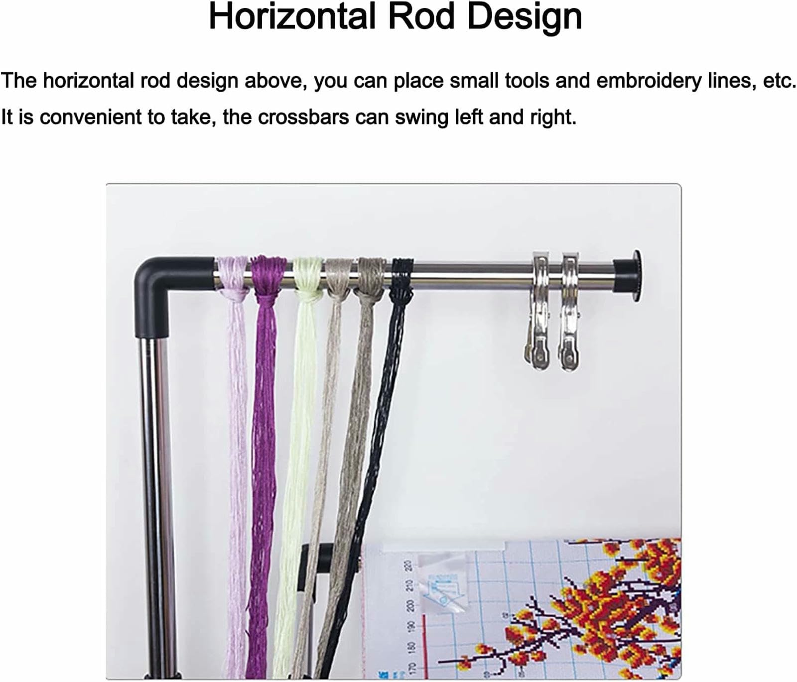 Bastidor de Suelo con Ruedas para Manualidades, Mesa de Bordado de pie, Soporte de Acero Inoxidable para Punto de Cruz, para Costura y Manualidades.