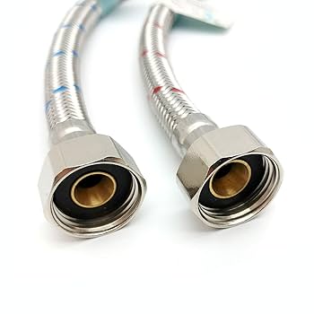 Xcel Home 2 X M10 (10mm) X 1/2 BSP Flexible Tap Connector (400mm) | Pair Braided Stainless Steel | Flexi Pipe Tails For Kitchen Sink & Bathroom Basin Monobloc Mixer DIY Replacement