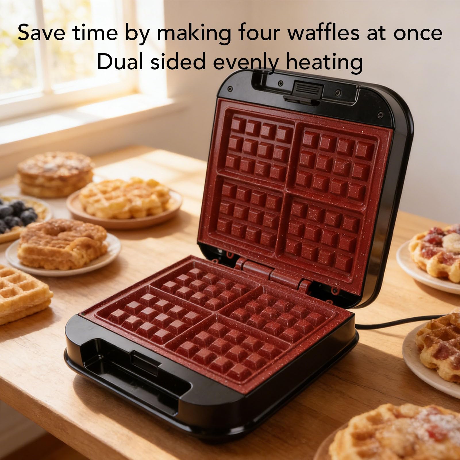 Changor Máquina para Hacer Gofres Belgas de 850 W, Máquina de Desayuno